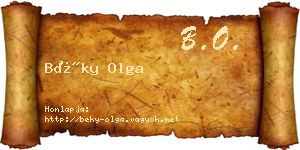 Béky Olga névjegykártya
